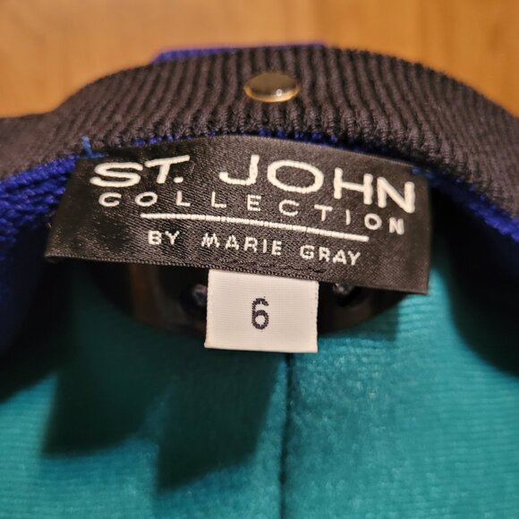 St. John By Marie Gray Collection Cobalt Blue with Black Trim Santana Knit Size - Picture 6 of 7